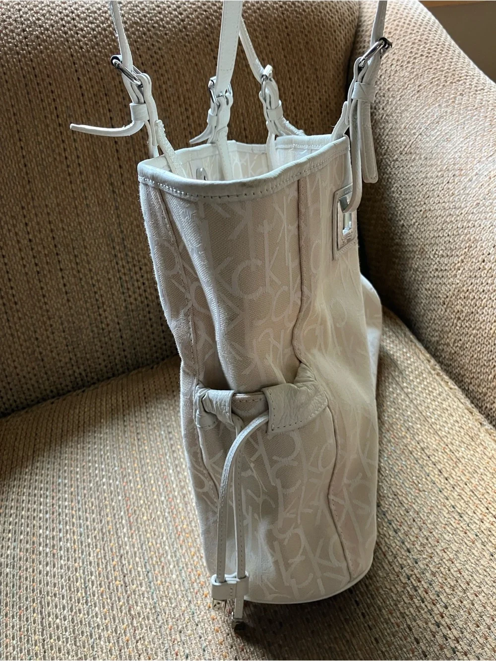 Calvin Klein Ivory Monogram Signature Tote